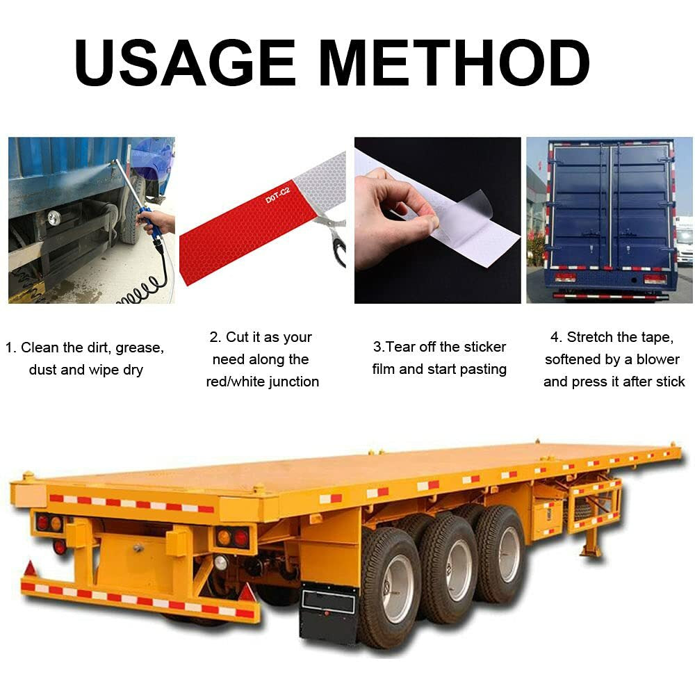 Reflective Trailer Safety Tape Conspicuity Tape Warning Sign Car Truck Red White