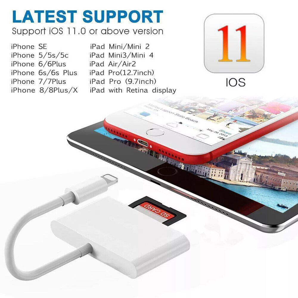 USB to Card Reader Adapter 4In1 Camera Micro SD Memory Slot for Iphone Ipad Ipod