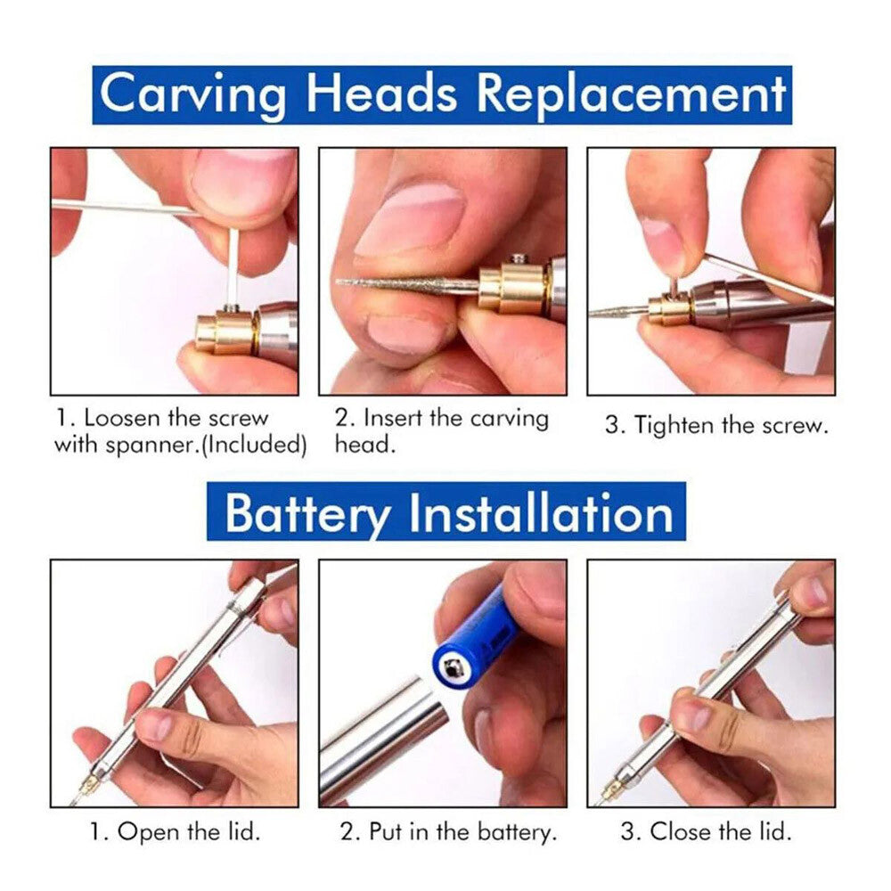35000R/M Electric Graver Pen Engraving Tool Kit for Jewelry Wood Metal Glass US