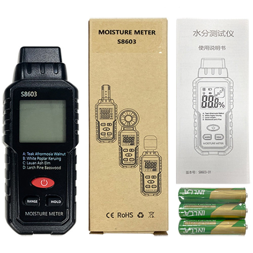 Wood Moisture Meter LCD Digital Two Pins 0-99.9% Hygrometer Timber Damp Detector