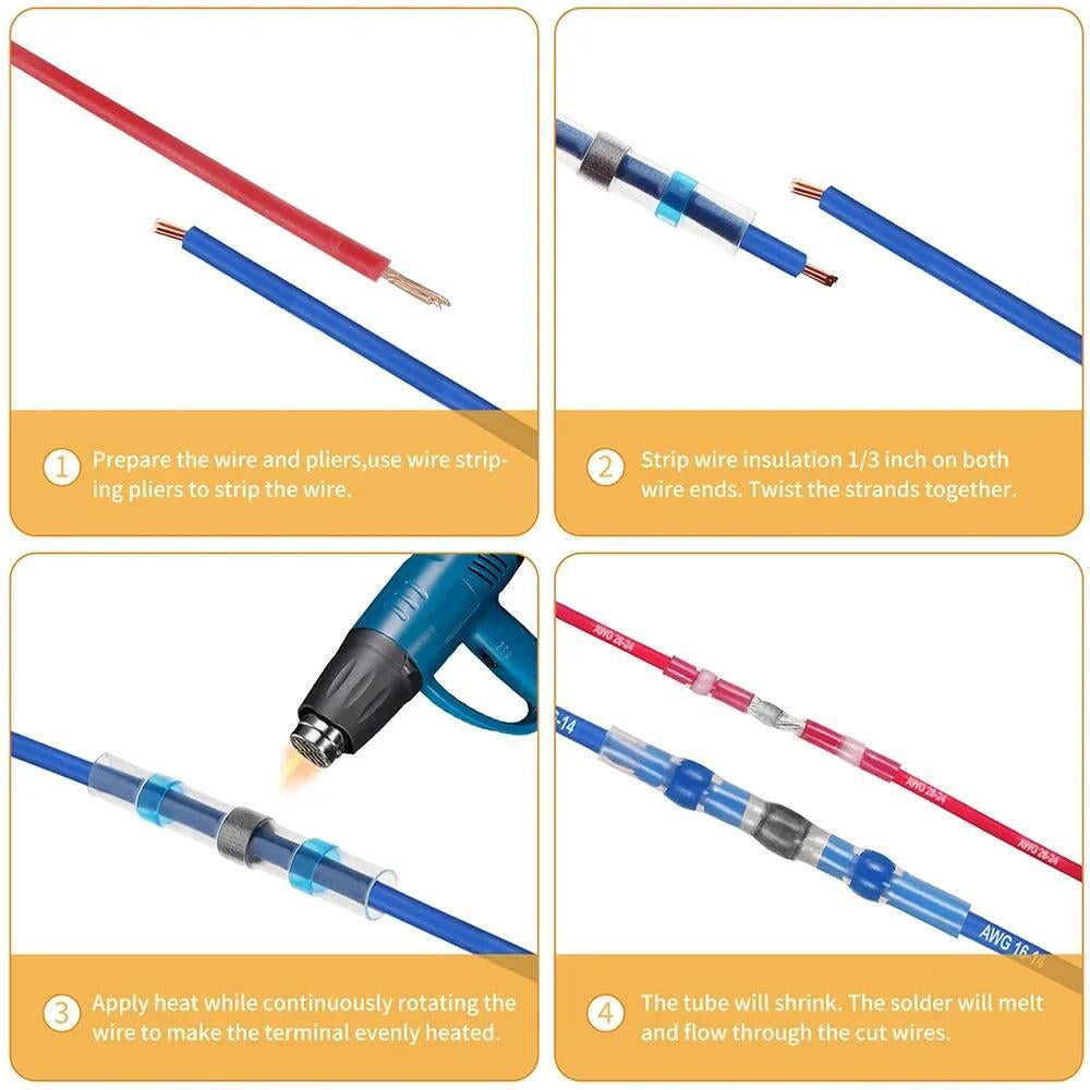 500X Heat Shrink Waterproof Solder Seal Sleeve Wire Butt Connectors Terminal Kit