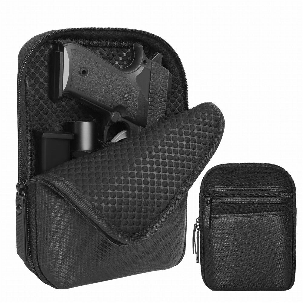 Black Concealed Carry Gun Pouch Pistol Holster Pack Waist Pocket with Belt Loops