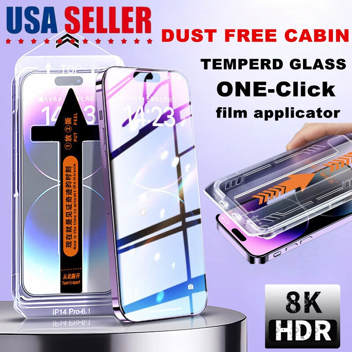 2X Pack Iphone 16 Pro Max plus Glass Screen Protector Magic Auto Alignment US