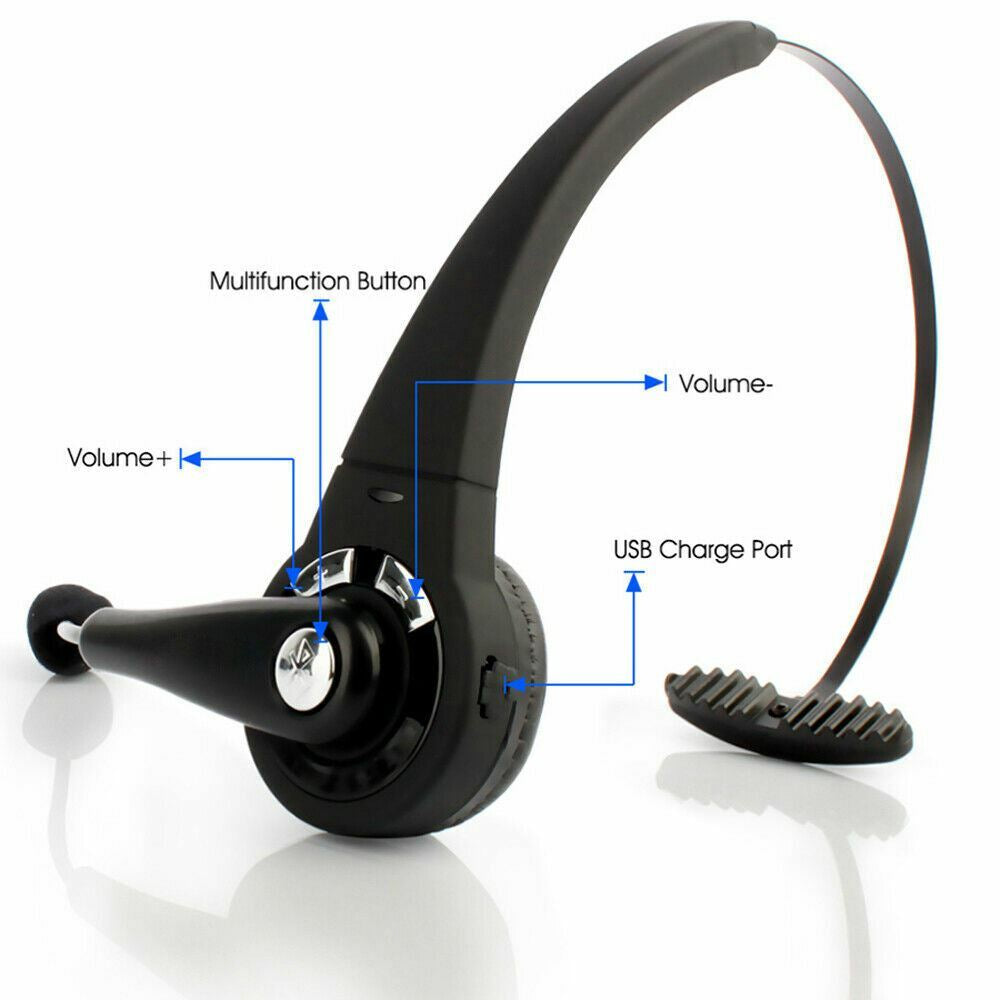 Wireless Headset Truck Driver Noise Cancelling Over-Head Bluetooth Headphones US