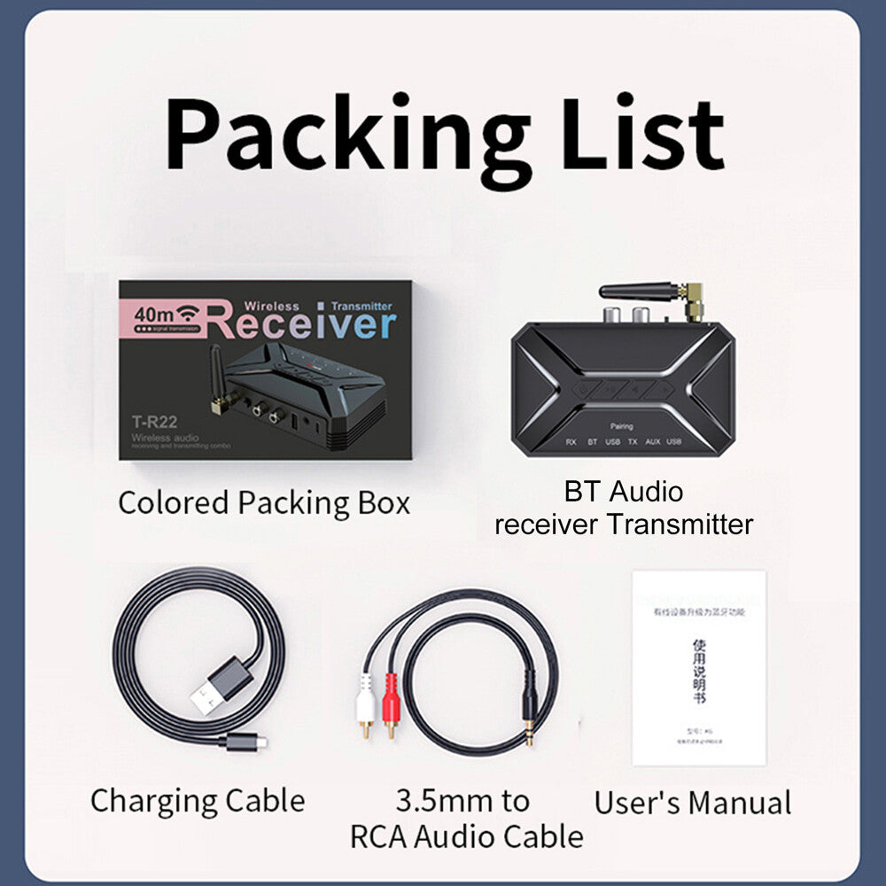 Long Range Bluetooth 5.0 Transmitter Receiver TV Home Car Stereo Audio Adapter