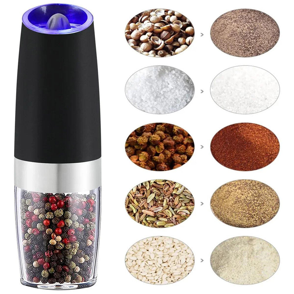 Automatic Blue LED Gravity Electric Salt Pepper Grinder Mill Shakers Adjustable