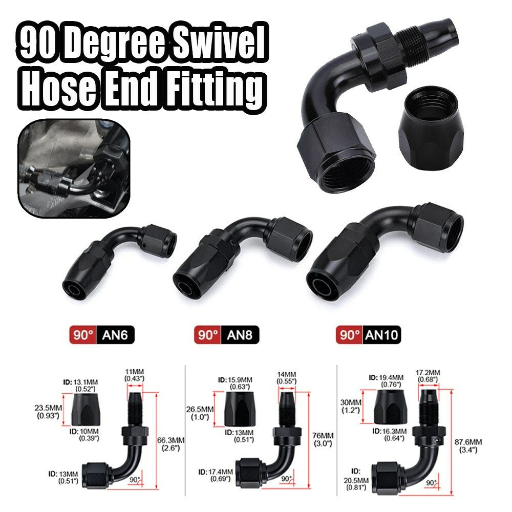 2PCS 6AN 8AN 10AN Swivel Oil/Fuel/Air/G