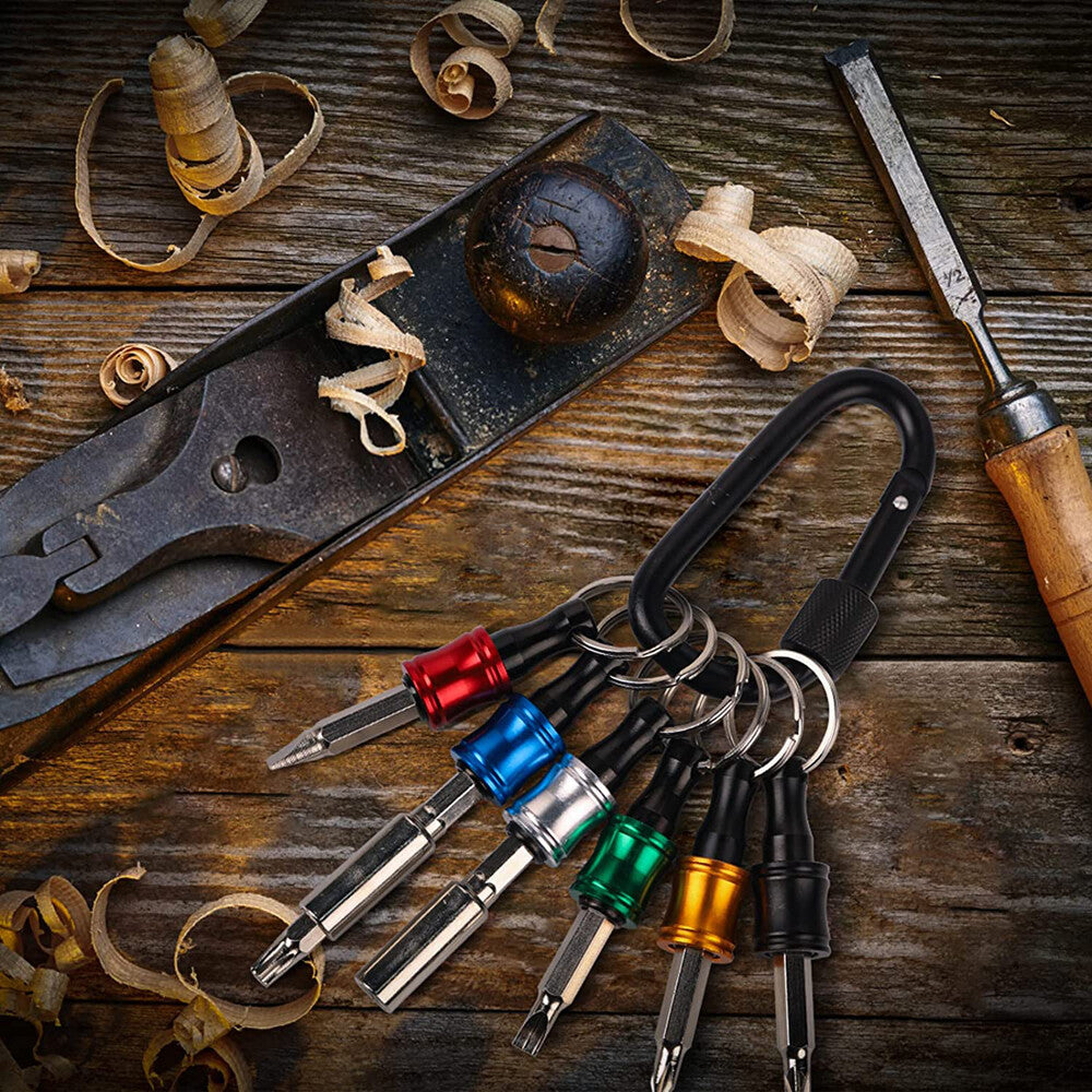 12PCS Keychain 1/4" Hex Shank Quick Release Screwdriver Drill Bit Holder Bit Set