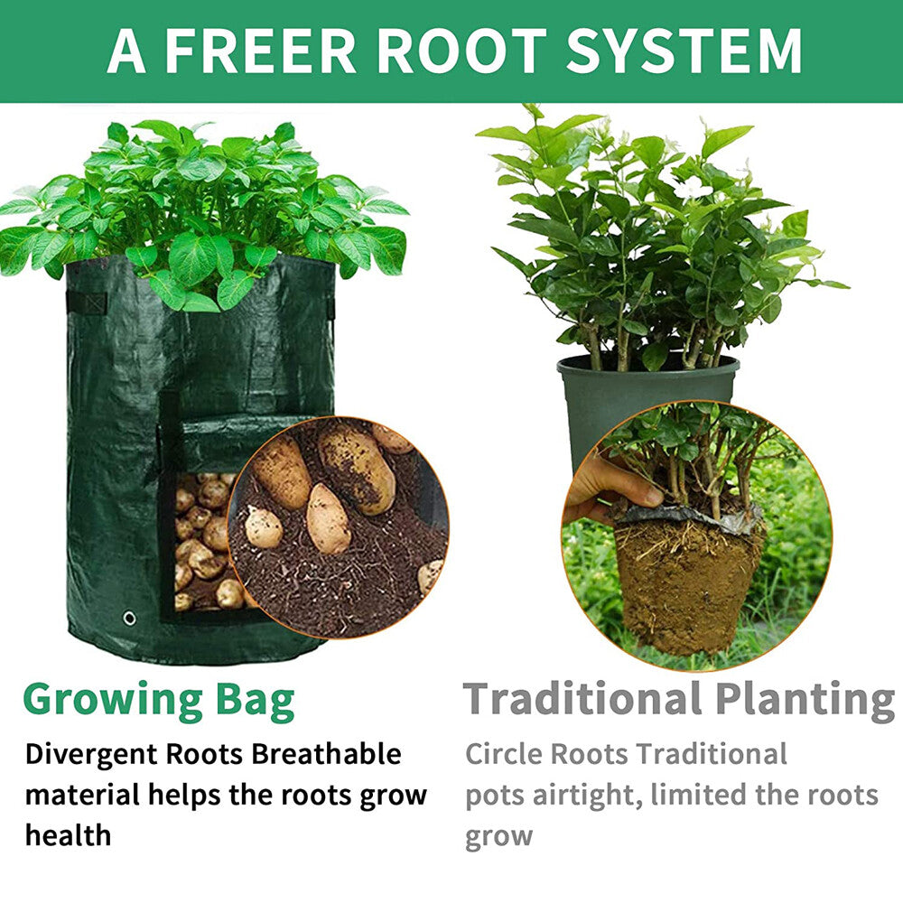3-Pack Potato Grow Bags Garden Waterproof Reusable Vegetable Plant Pots Fruits