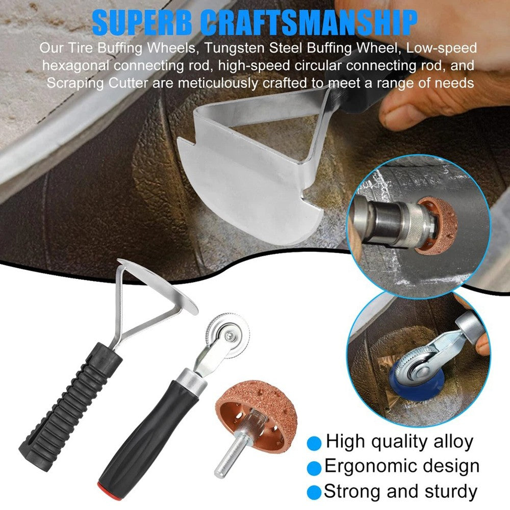 Tire Repair Patch Tool Liner Scraper Kit Grinding Head Buffing Wheel Car Truck