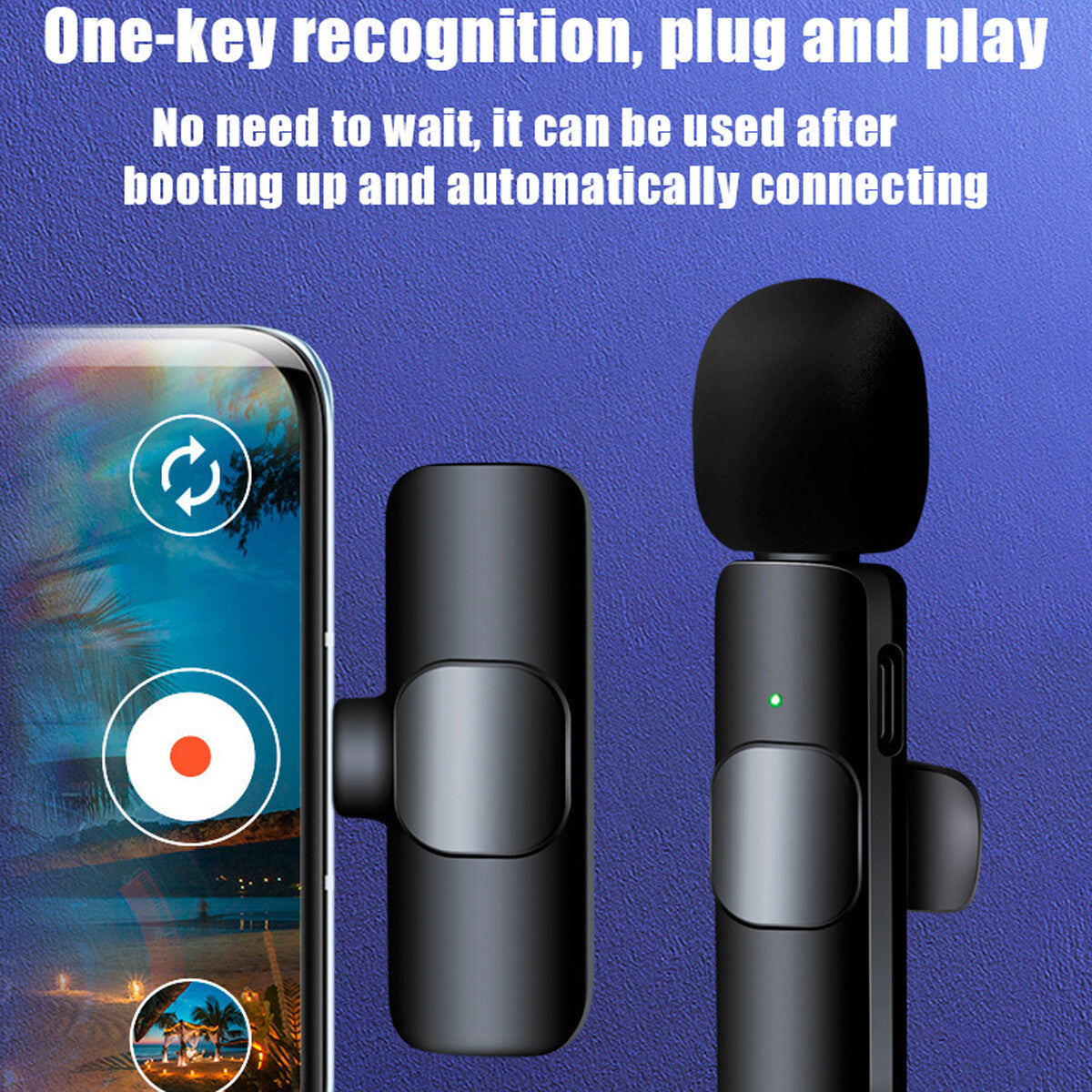 Lavalier Microphone Wireless Audio Video Recording Mini Mic for Android Iphone