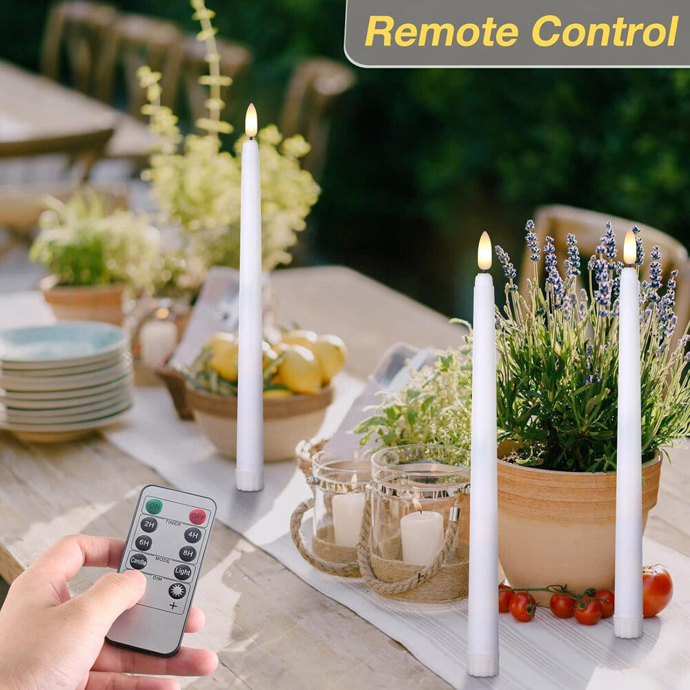 6 Set Rod Candles LED Night Light Decor Candles Flickering Timer Remote Control