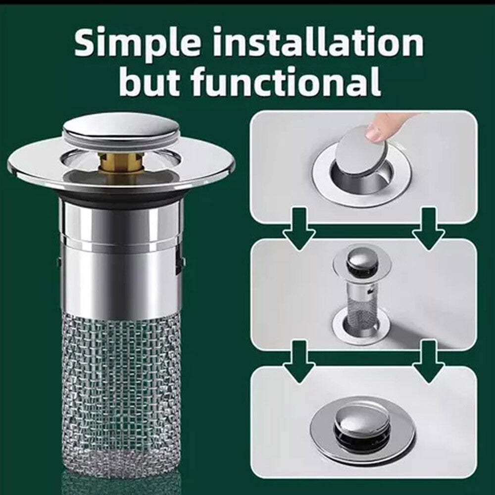 2X Bathroom Sink Stopper Hair Catcher Bathroom Pop up Sink Strainer Drain Filter