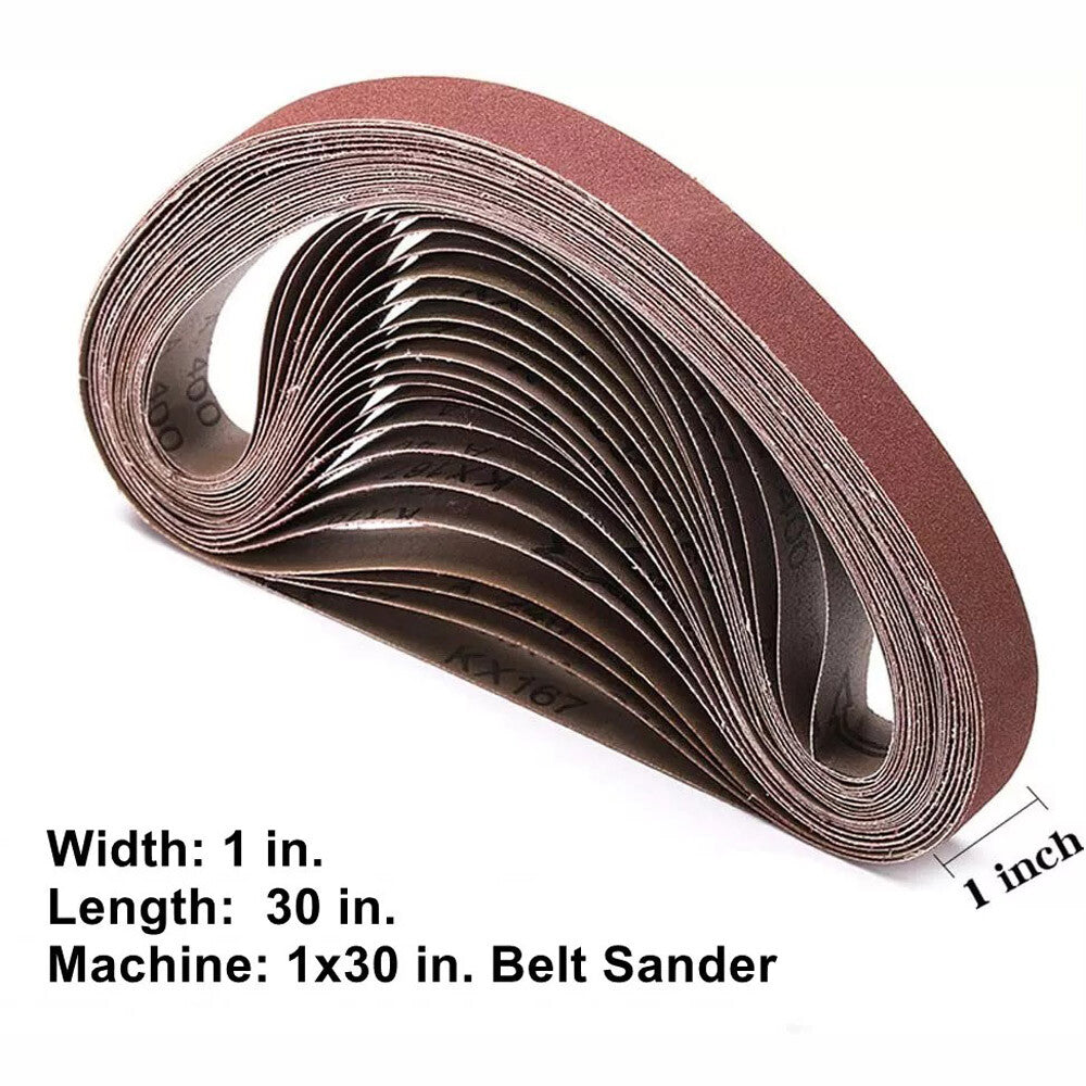 27PCS Sanding Belt 1 X 30 in 60 80 100 120 150-400 Grit Sander Belts Sandpaper