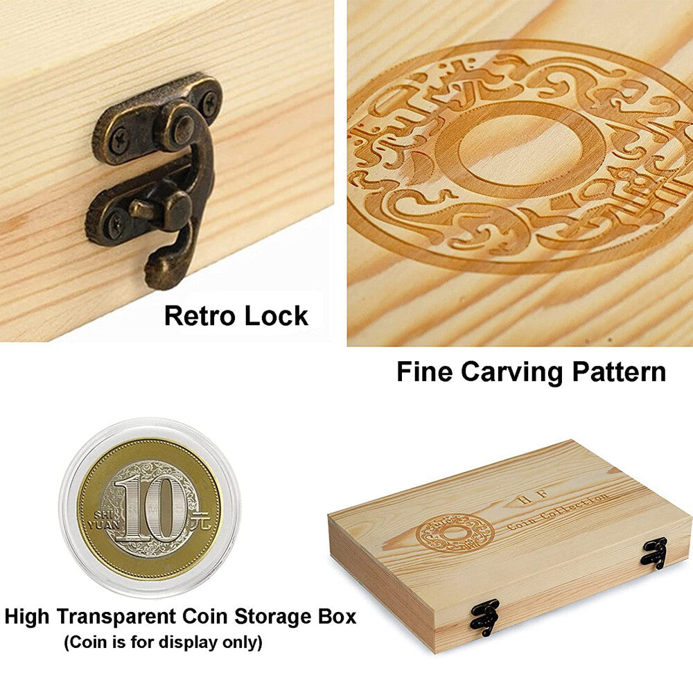 100PCS Coin Capsules with Foam Gasket Holder Case Wooden Storage Case Collection
