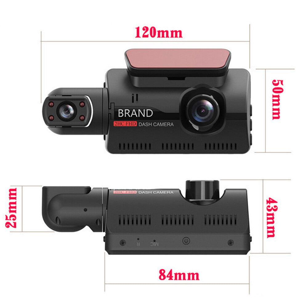 Dual Lens Car DVR Dash Cam Video Recorder G-Sensor 1080P Front and inside Camera