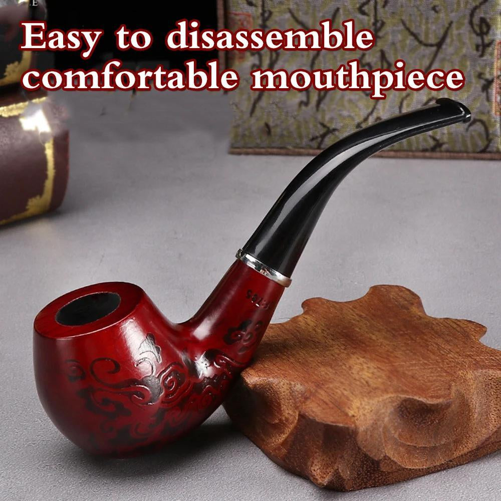 Smoking Pipe Durable Wooden Wood Tobacco Cigarettes Cigar Pipes Enchase W/ Stand