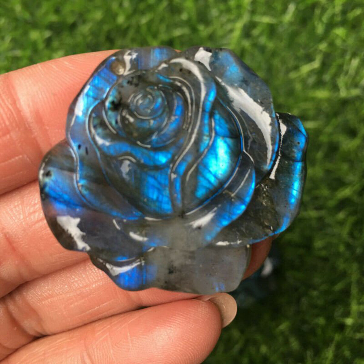 Natural Labradorite Hand Carved the Roses Quartz Crystal Healing US 1 PC