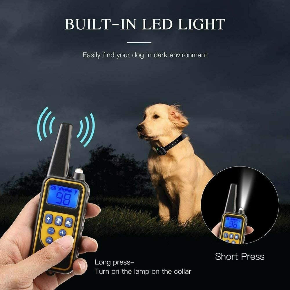 2 Collar Set 2600 FT Remote Dog Shock Training Rechargeable Waterproof LCD Pet