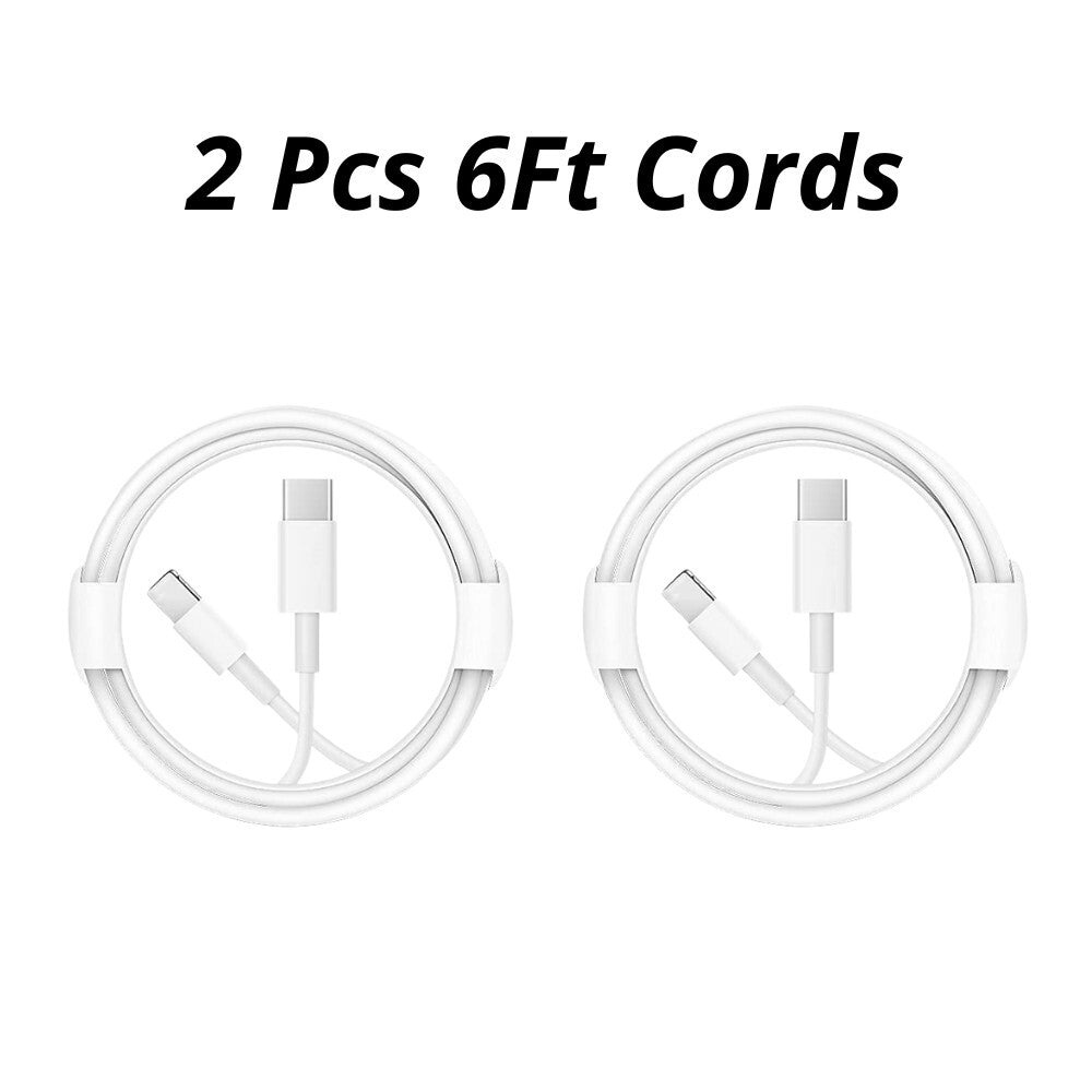 2PCS 20W USB-C Power Adapter Block PD Fast Charger Cable for Iphone 14 13 12 11