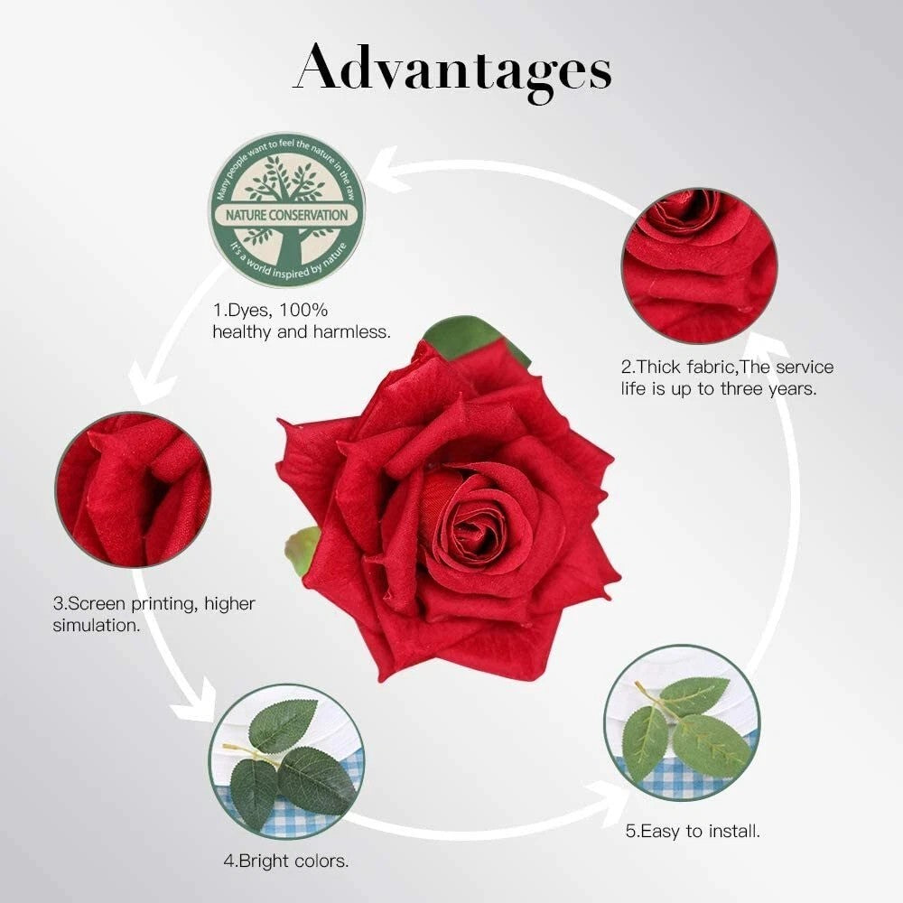 10/20PCS Artificial Red Roses Silk Lifelike Flower Wedding Bouquet Romantic Gift
