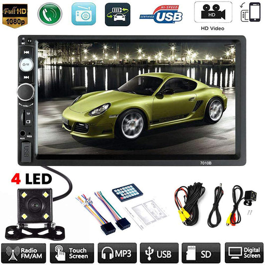 Car MP5 Player 7" Double 2DIN Bluetooth Touch Screen Stereo Radio USB AUX Camera