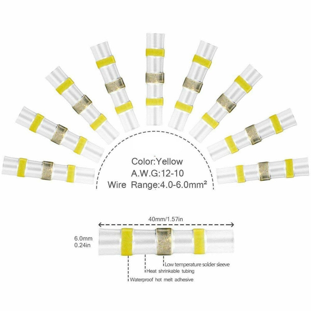 500PCS Wire Connectors Waterproof Heat Shrink Butt Terminals Solder Seal Sleeve