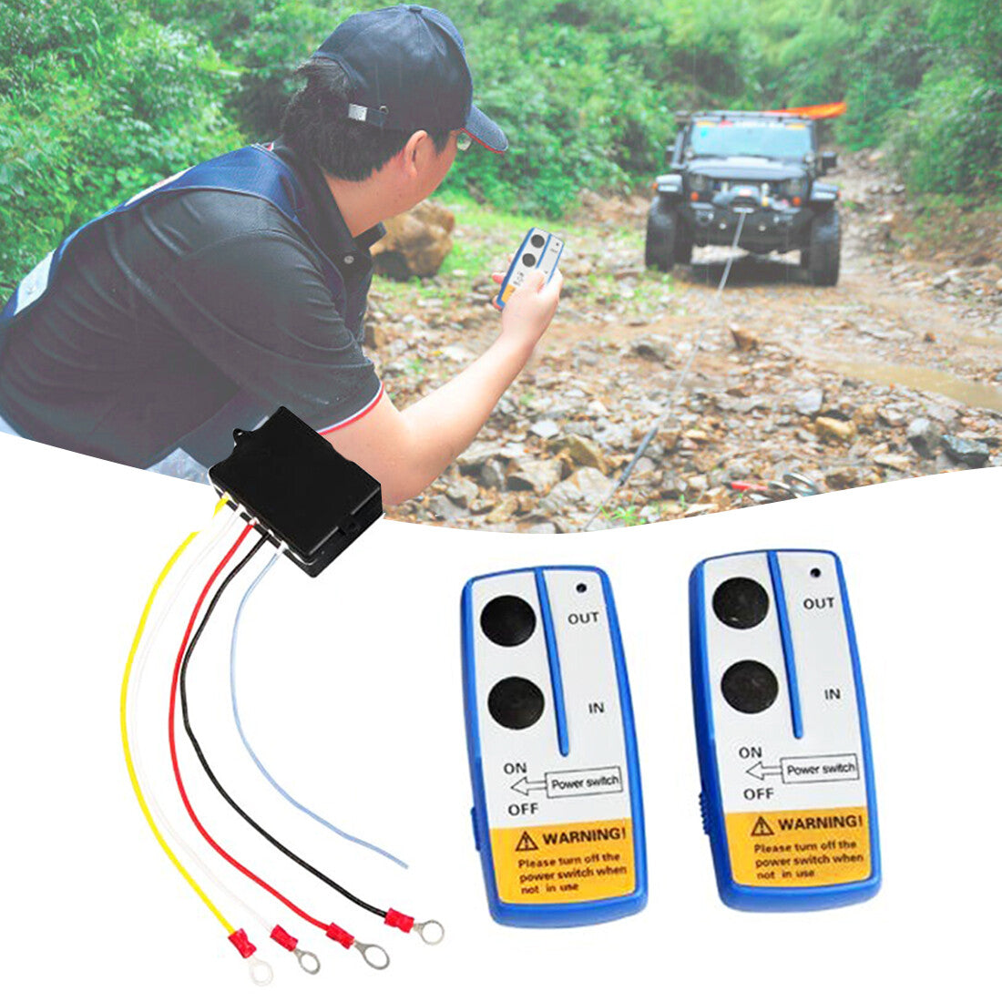 Wireless Winch Remote Control Kit 12V Receiver 150Ft Twin Switch Handset Easy US