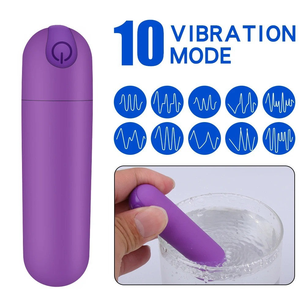 Women Mini Powerful Bullet Shape 10 Speed Personal Vibrating Neck Body Massage
