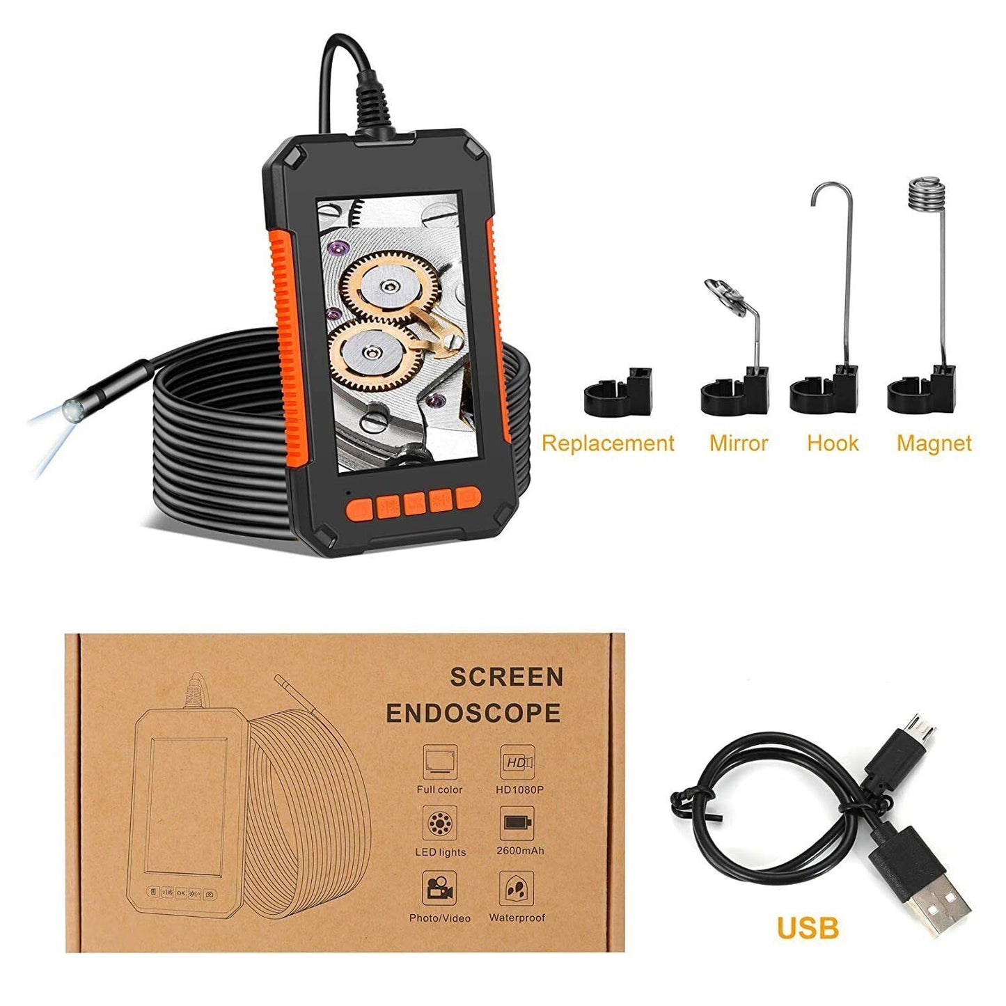 Industrial Endoscope Camera 1080P HD 4.3'' Screen Borescope Inspection Camera US