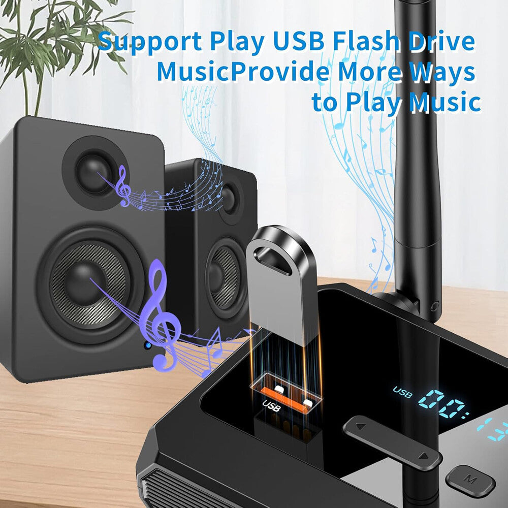 Bluetooth 5.3 Home Stereo Audio Receiver AUX USB Optical HD Music to RCA Adapter