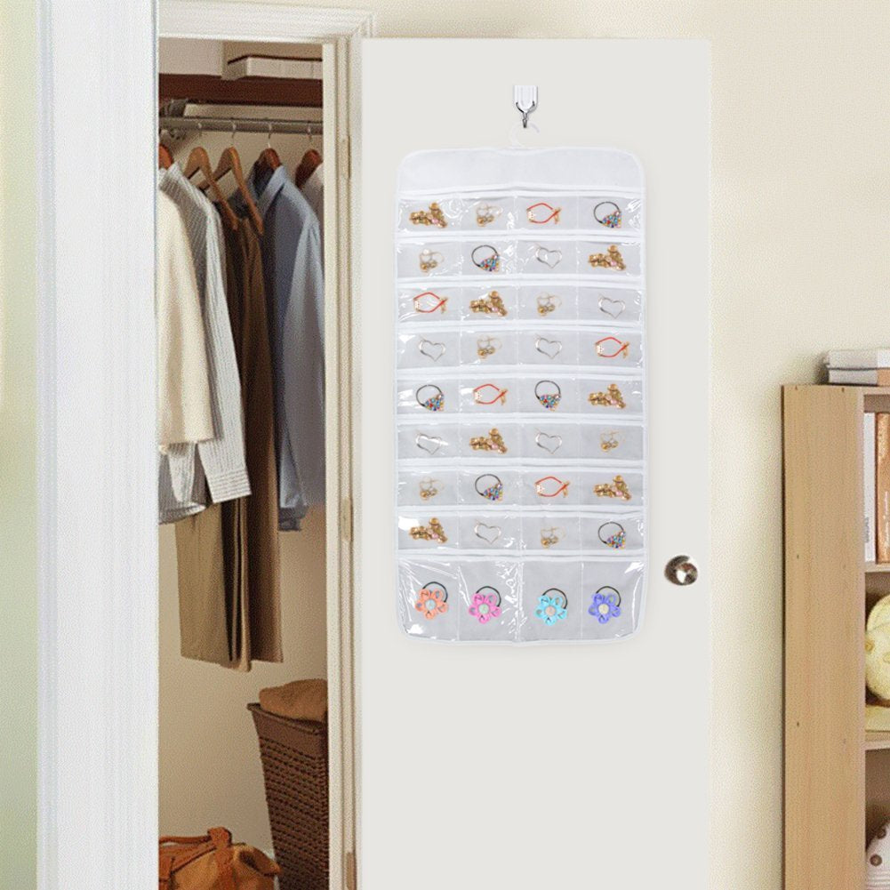 Bracelet Earring Ring Necklace 72 Pocket Hanging Jewelry Organizer Pouch Holder