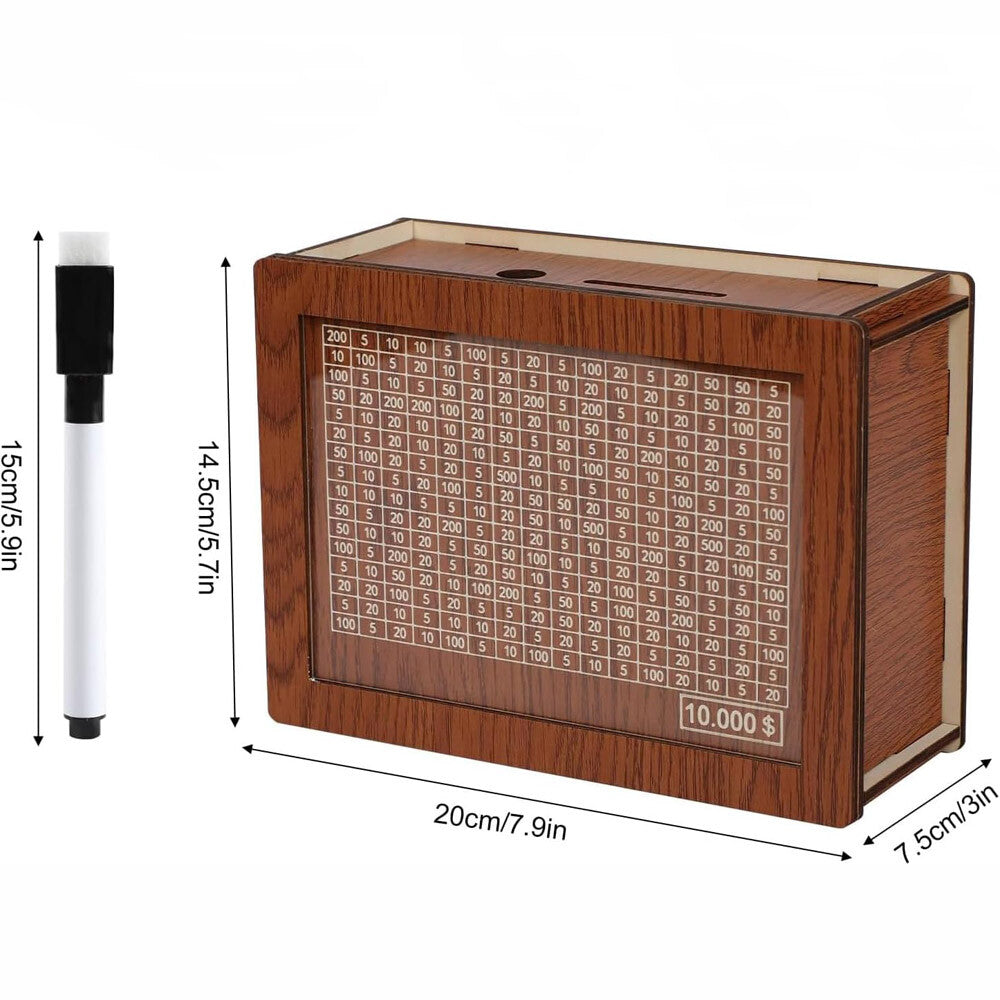 Cash Vault Wooden Savings Box Wooden Cash Saver Money Saving Box with Countdown