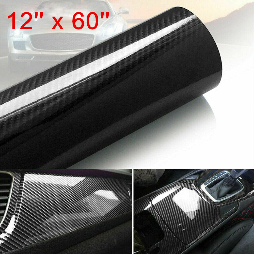 Auto Accessories 7D Glossy Carbon Fiber Vinyl Film Car Interior Wrap Stickers US