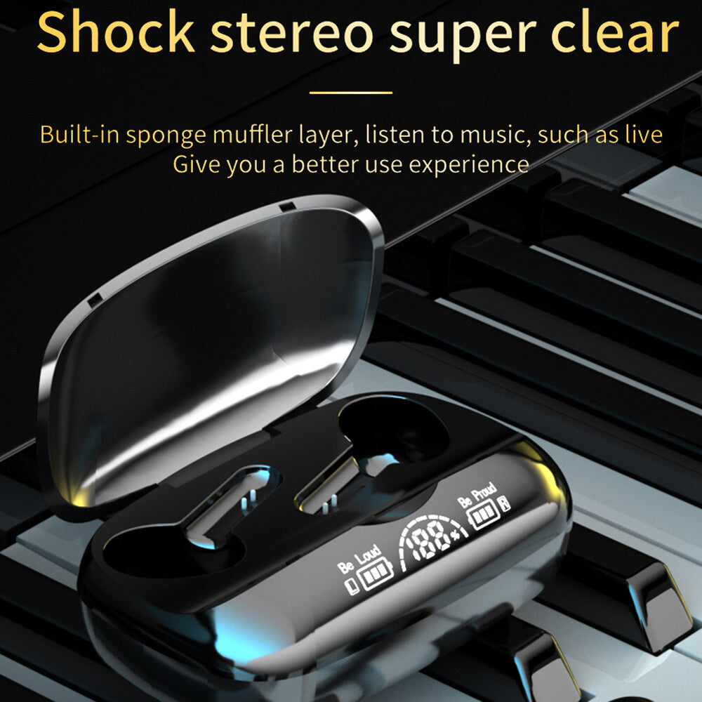 Bluetooth 5.2 True Wireless Earbuds Waterproof Headphones with Charging Case US