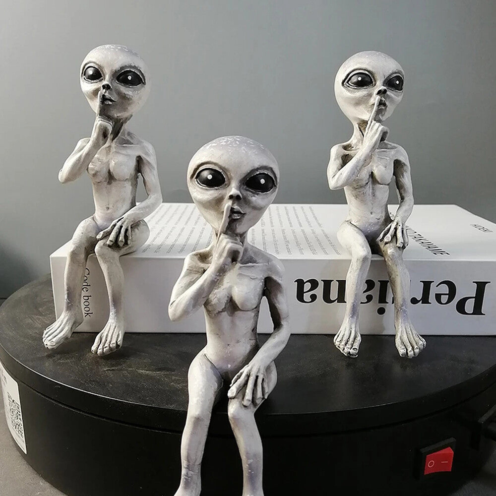 Outer Space Alien Statue Martians Garden Figurine Set Home Decoration Outdoor US