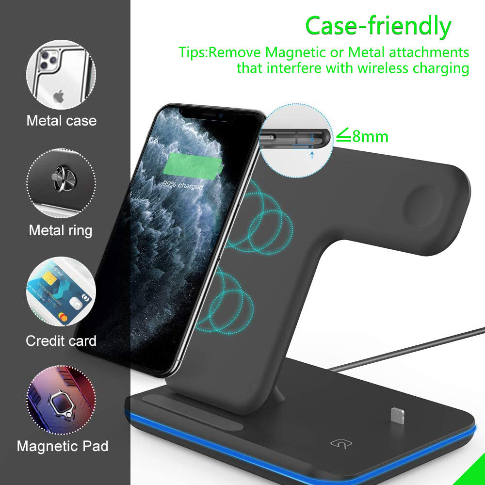 For Iphone 13 Pro Max 12 12 11 3In1 Wireless Fast Charger Charging Stand Station