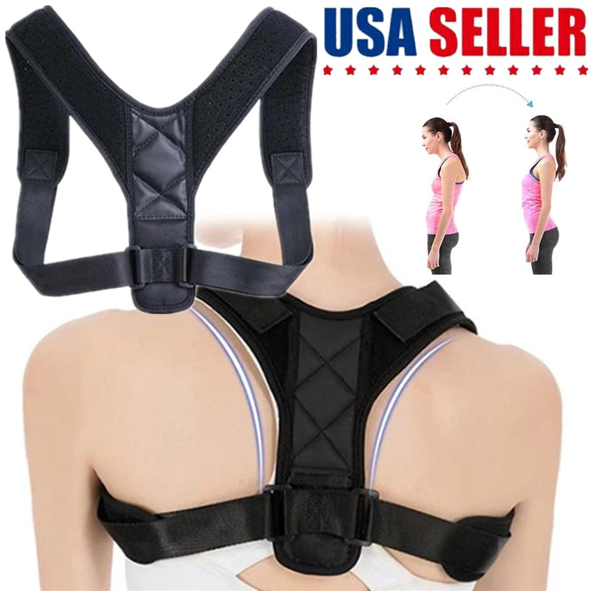 Posture Corrector Adjustable Back Brace Shoulder Support Clavicle Belt Men Women
