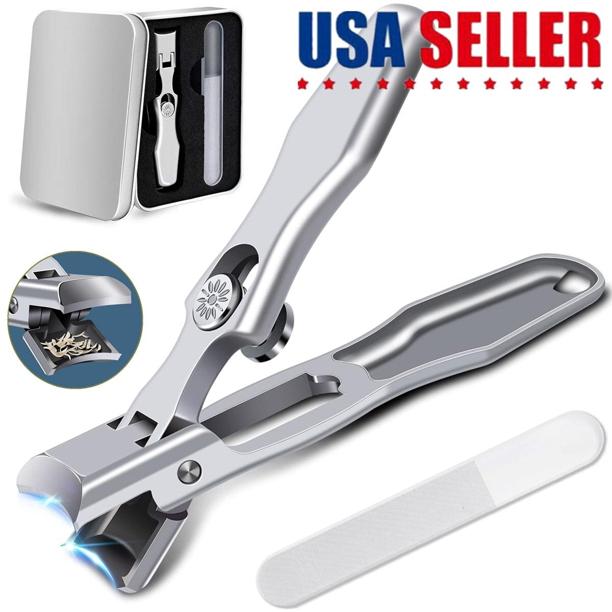 New Ultra Sharp Nail Clippers Steel Wide Jaw Opening anti Splash Portable US