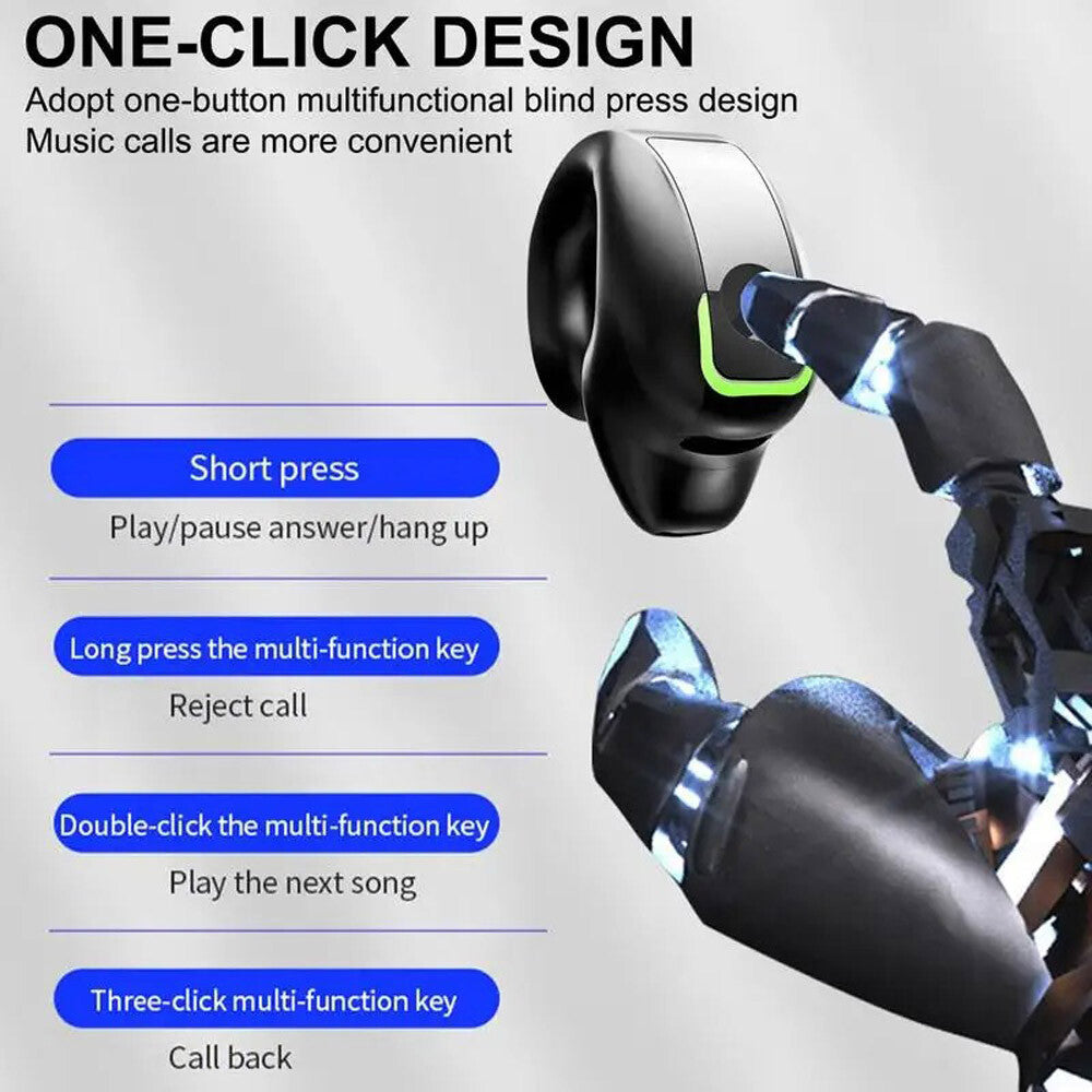 Single Bluetooth 5.3 Wireless Earbuds Ear Clip Open Ear Headphones Sport Headset