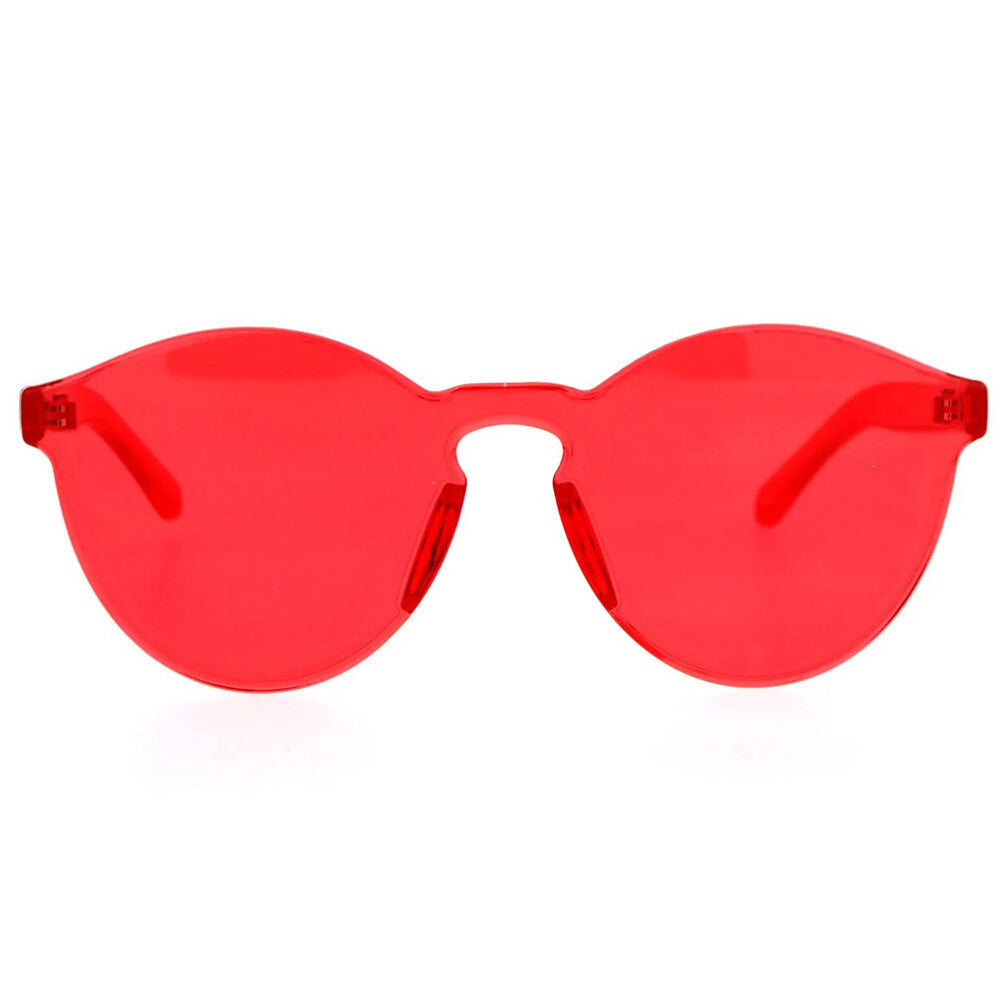 UV400 Rimless Flat Lens Sunglasses One Thick Translucent round Lens Frame US Top