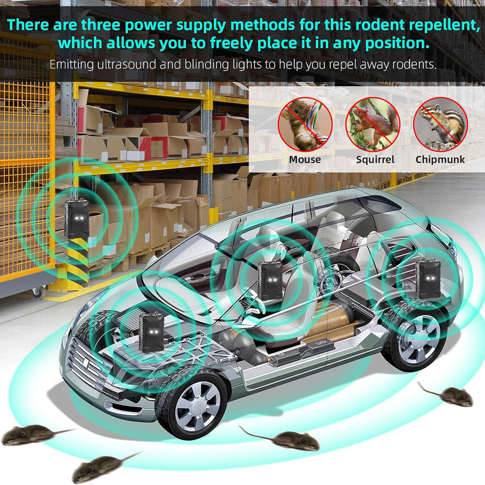 Car Ultrasonic Mouse Repeller Vehicle Rat Rodent Pest Animal Deterrent Repellent