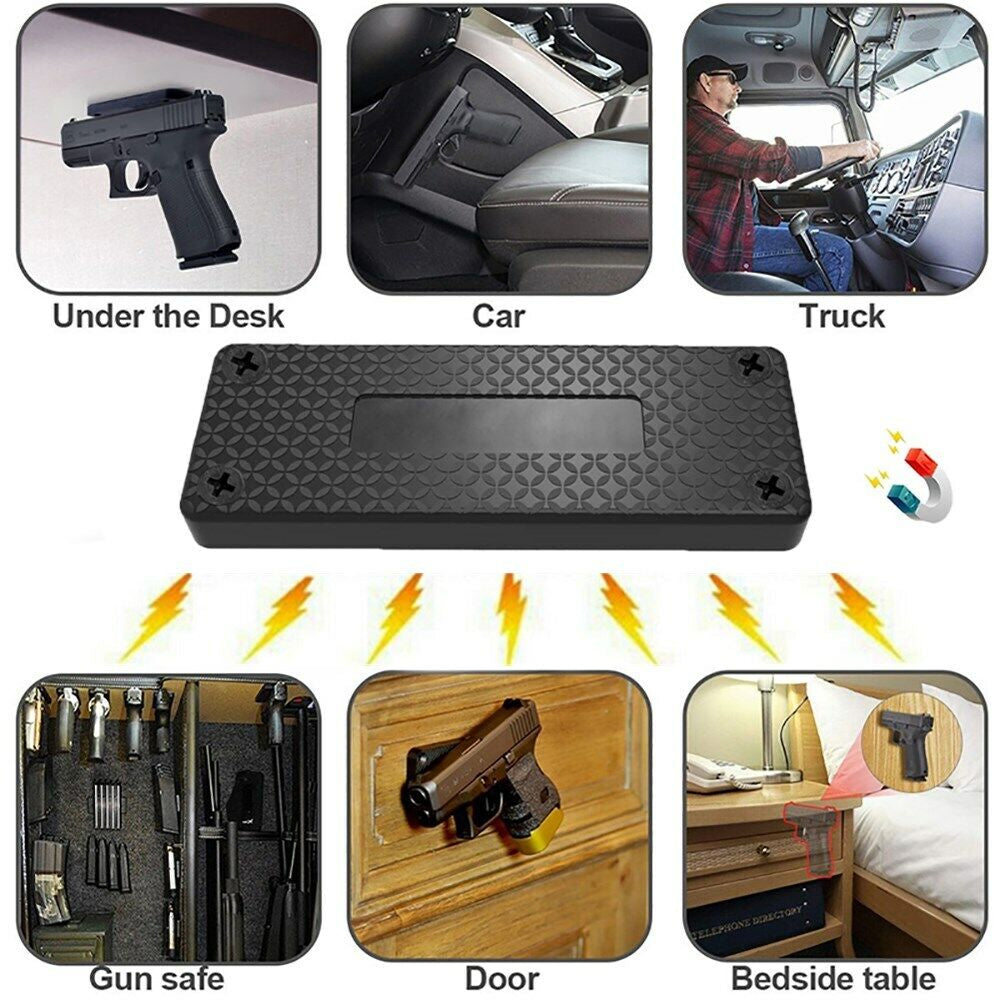 2 Pack 45 Lb Gun Magnetic Mount Holder Holster Concealed Pistol for Car Bed Desk