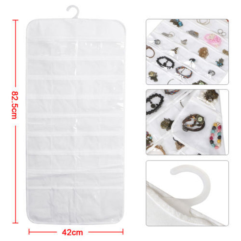 Bracelet Earring Ring Necklace 72 Pocket Hanging Jewelry Organizer Pouch Holder