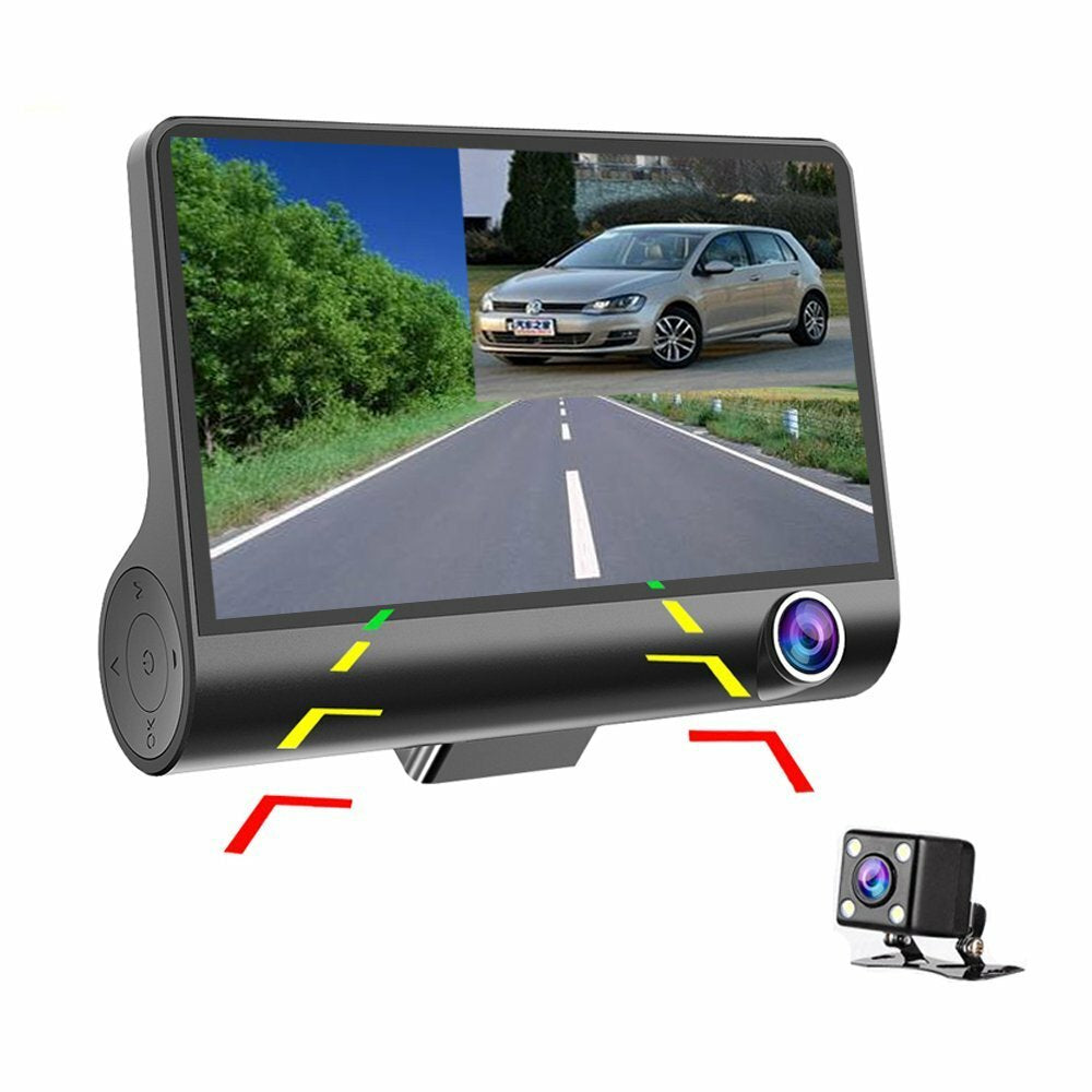 1080P 4" Dual Lens HD Car DVR Rearview Video Dash Cam Recorder Camera G-Sensor