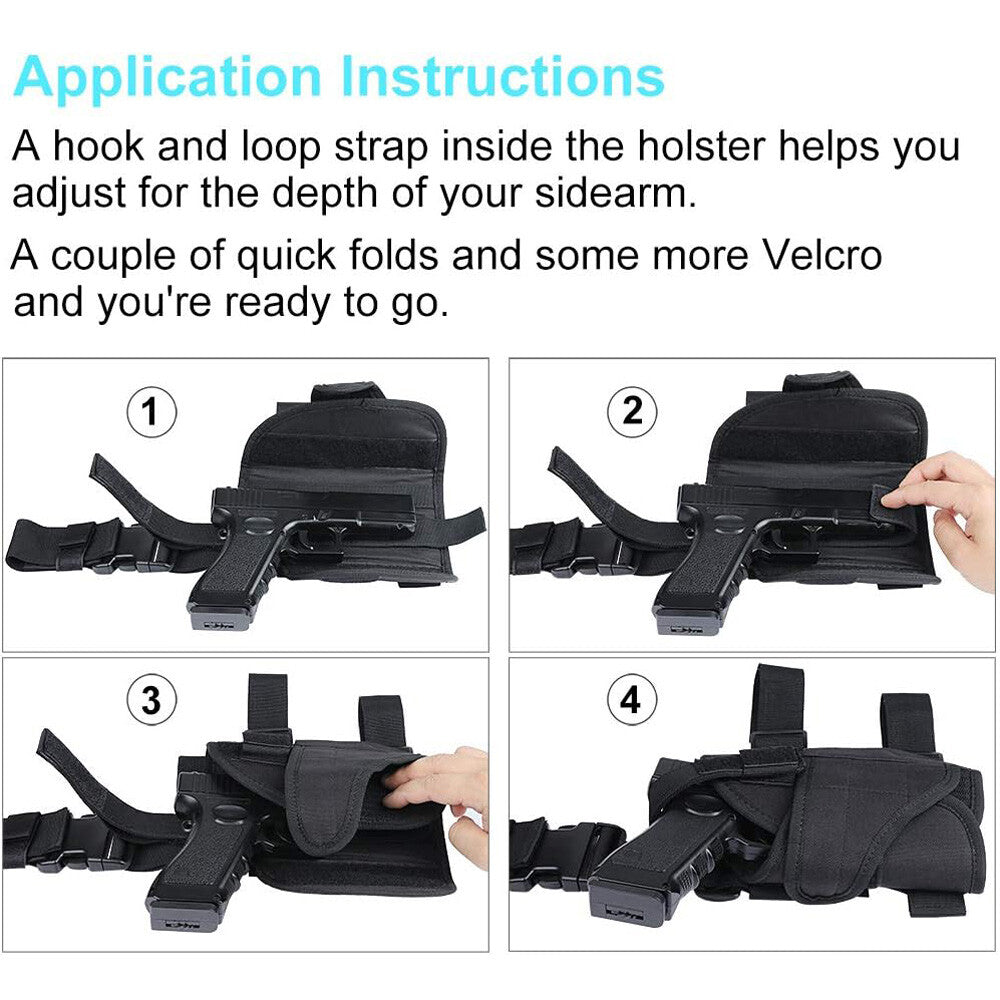 Tactical Holster Adjustable Pistol Gun Drop Leg Thigh Magazine Pouch Right Hand