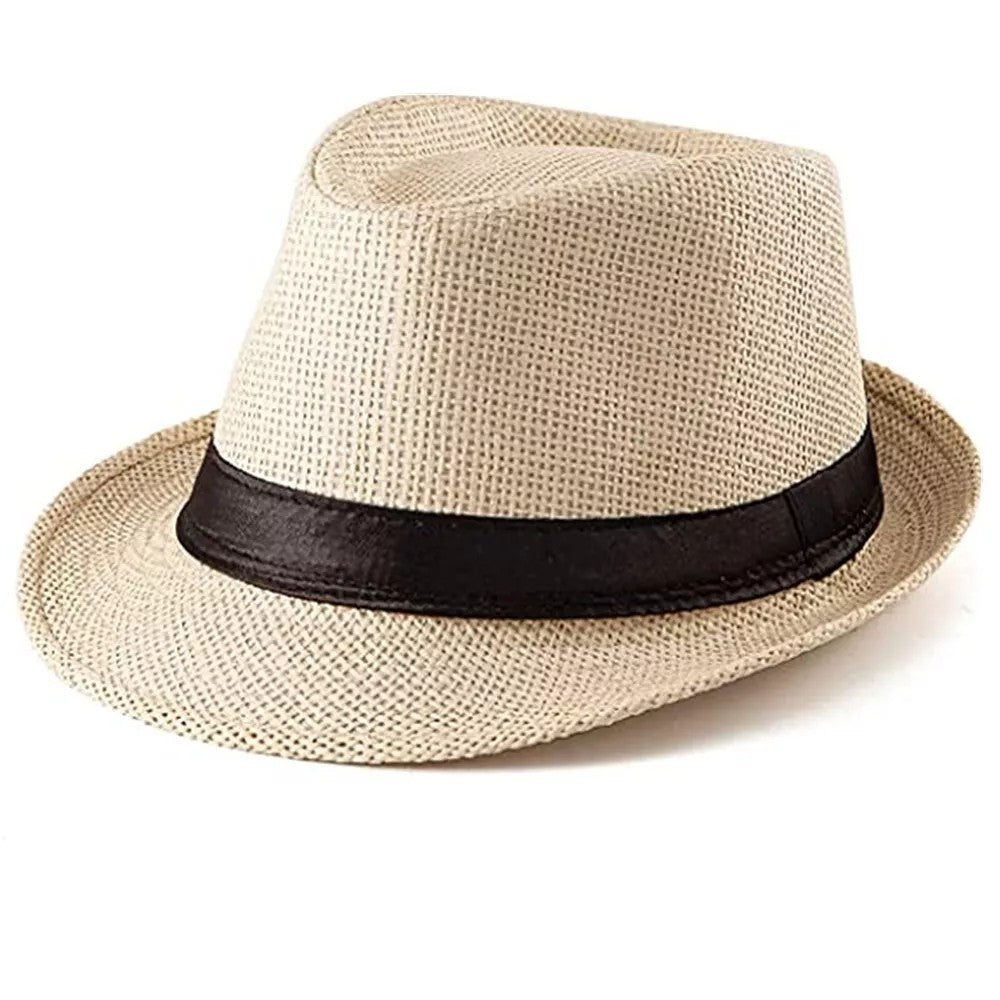 Unisex Straw Panama Hat Summer Beach Sun Short Brim Fedora Trilby Cuban Cap US