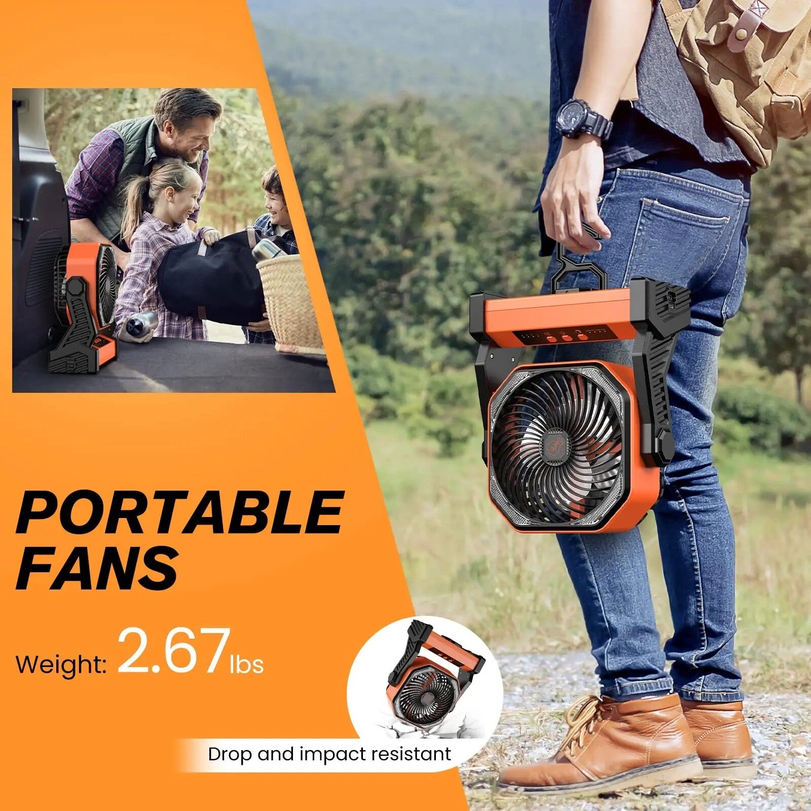 Camping Fan up to 99Hours Battery Powered Portable Outdoor W/22000Mah Power Bank
