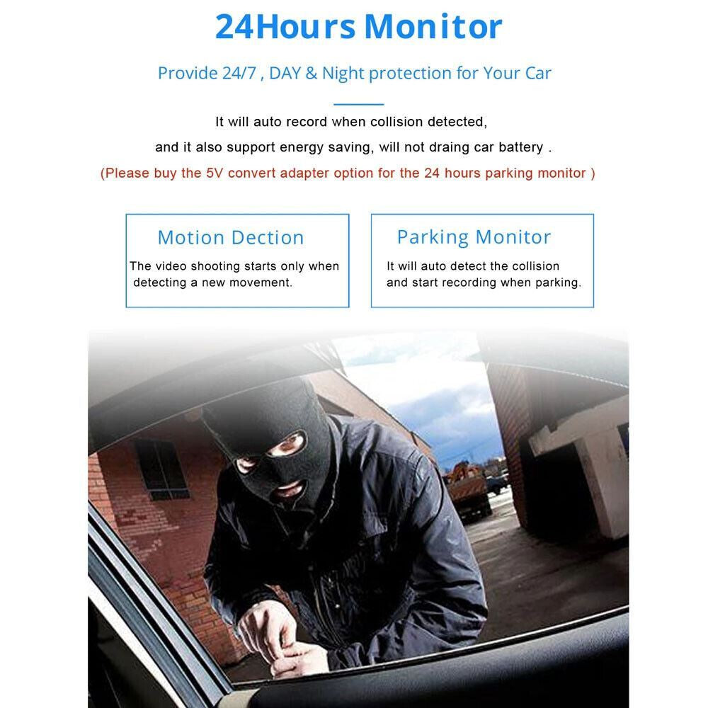 4K 12" Dash Cam Mirror GPS Wifi Voice Control Car Rear View Backup Dual Camera