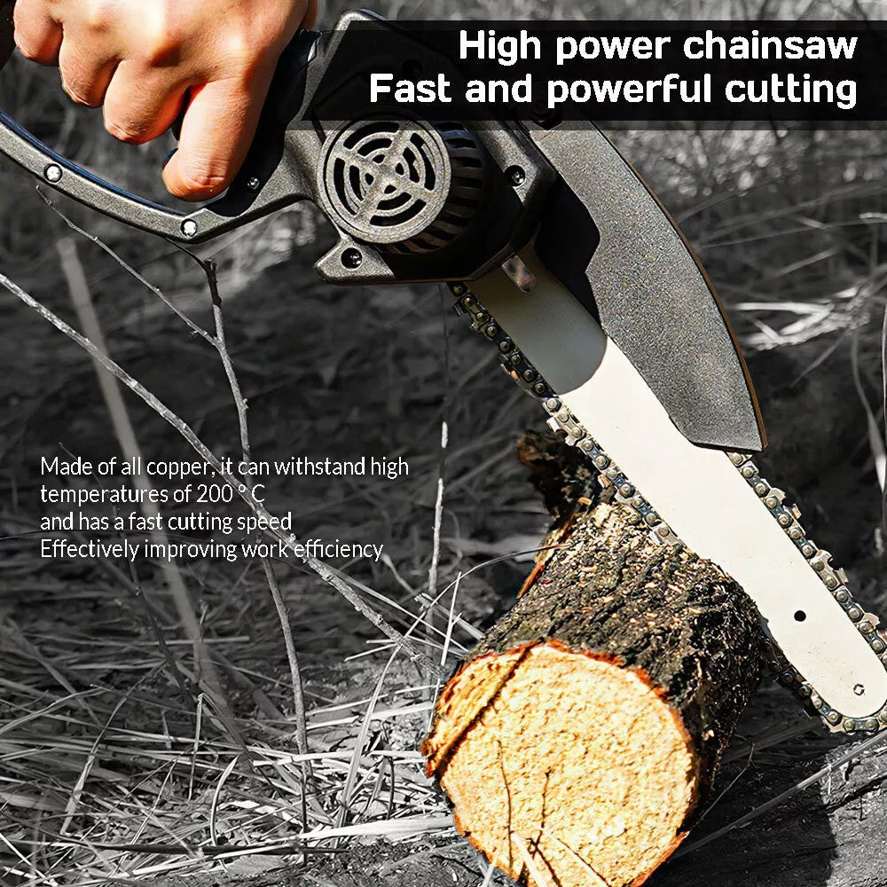 21V Electric Cordless Chain Saw Small Mini Handheld Chainsaw 2 Battery Powered